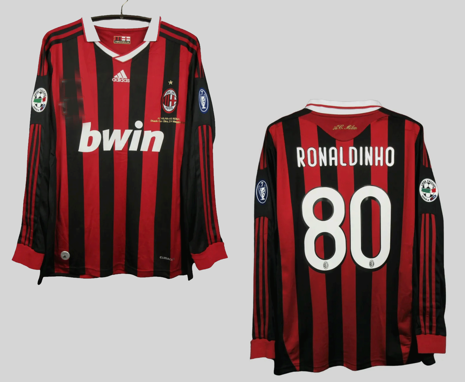 AC Milan Ronaldinho 80 2009/2010 Retro Home T shirt Jersey