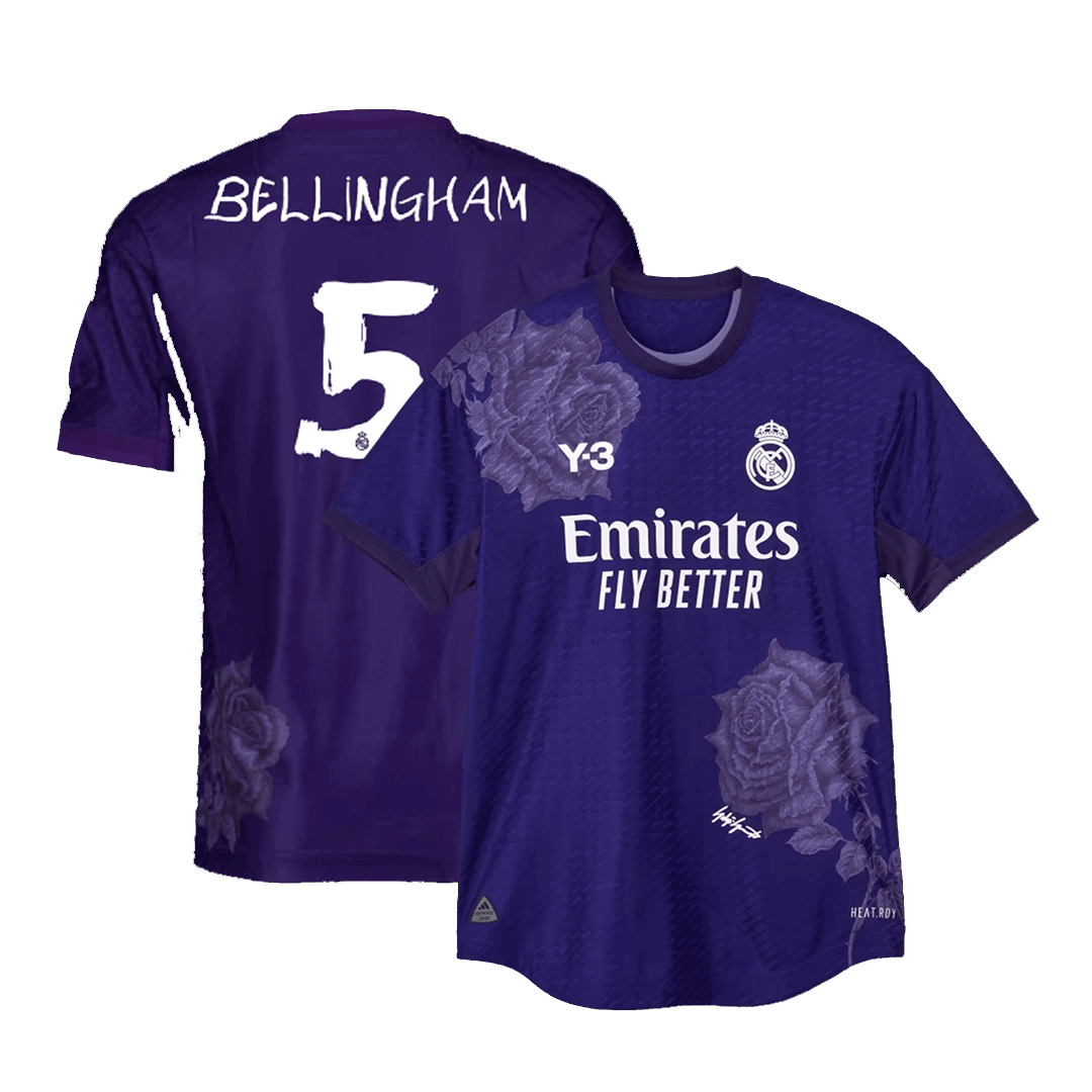 BELLINGHAM #5 Real Madrid Y-3 Fourth Away Football Soccer Jersey